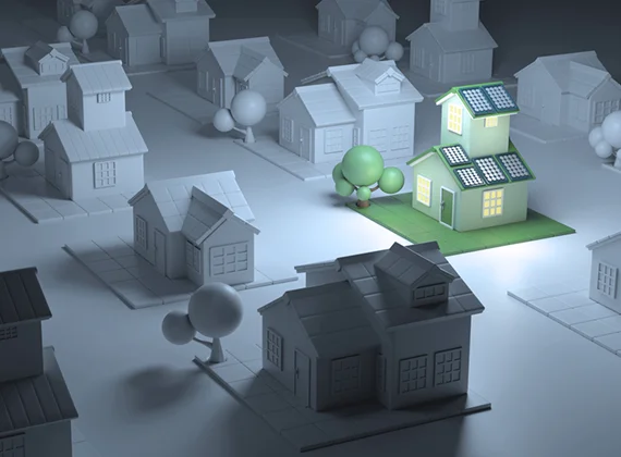 太陽光発電を導入した住宅の模型